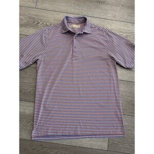 Donald Ross Polo Shirt Mens Medium Blue Striped Performance Bandon Dunes Golf